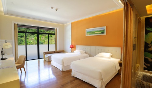 Chambre, 2 lits doubles, vue montagne