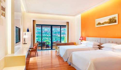 Chambre, 2 lits doubles, vue lac