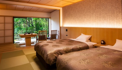 Chambre Luxe avec lits jumeaux, 2 lits doubles, vue jardin