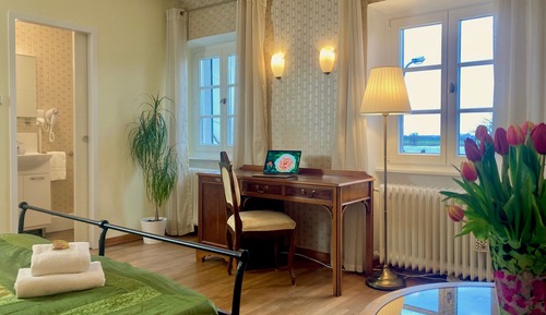 Chambre Double, salle de bains attenante, vue fleuve