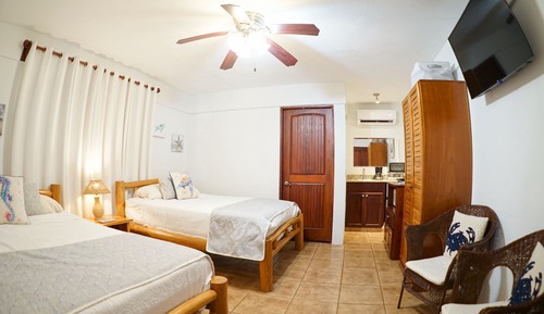 Chambre Double Junior, 2 grands lits, coin cuisine, rez-de-chaussée