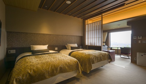 Chambre avec lits jumeaux (Asumi B Open Air Bath Mt Fuji View)
