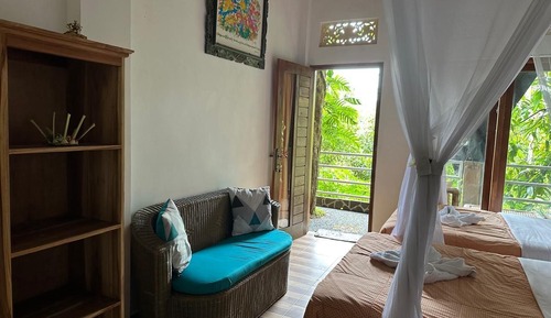 Chambre avec lits jumeaux, 1 chambre, vue jardin