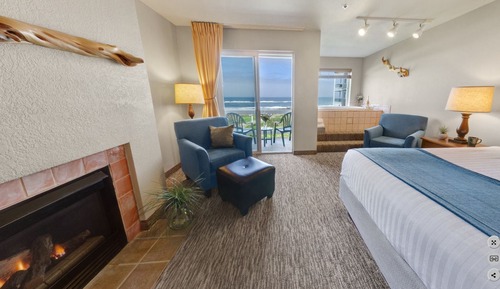 Chambre, 1 très grand lit, balcon, en front de mer (Fireplace & Jacuzzi)