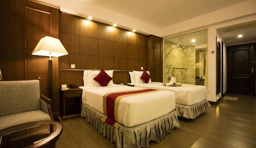 Chambre Deluxe Double ou avec lits jumeaux, balcon, vue montagne
