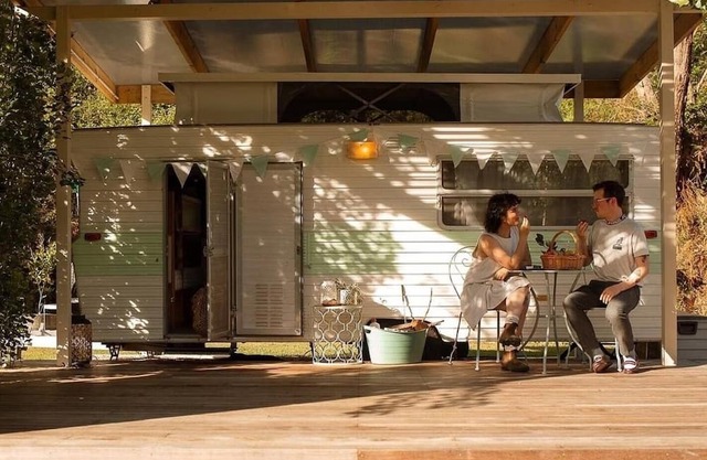 A chic vintage caravan in an idyllic setting.nPure escapism in the Hills.