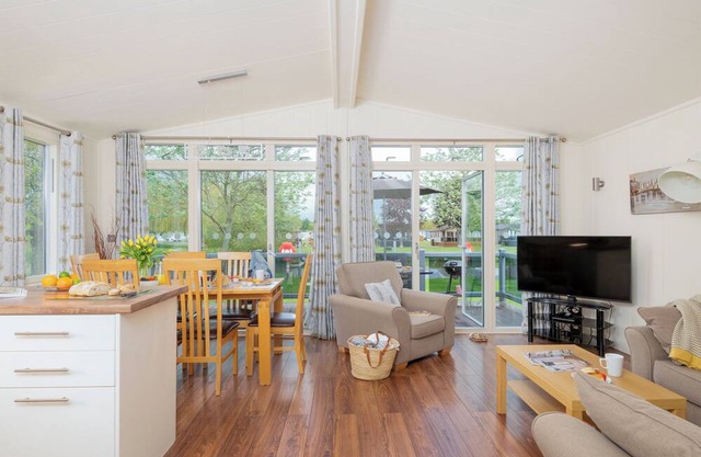 Modern and comfortable 2-bedroom caravan with one double and one twin bedroom.