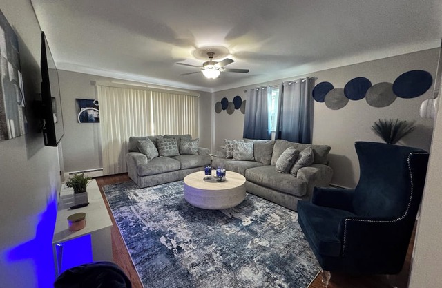 Beautifully decorated space with private outdoor balcony.