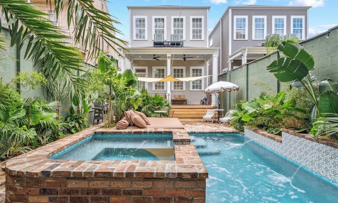 Faubourg Lafayette Maison | Bright Bohemian House w Heated Pool/Hot Tub